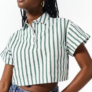 Zara - Green and White Striped Shirt